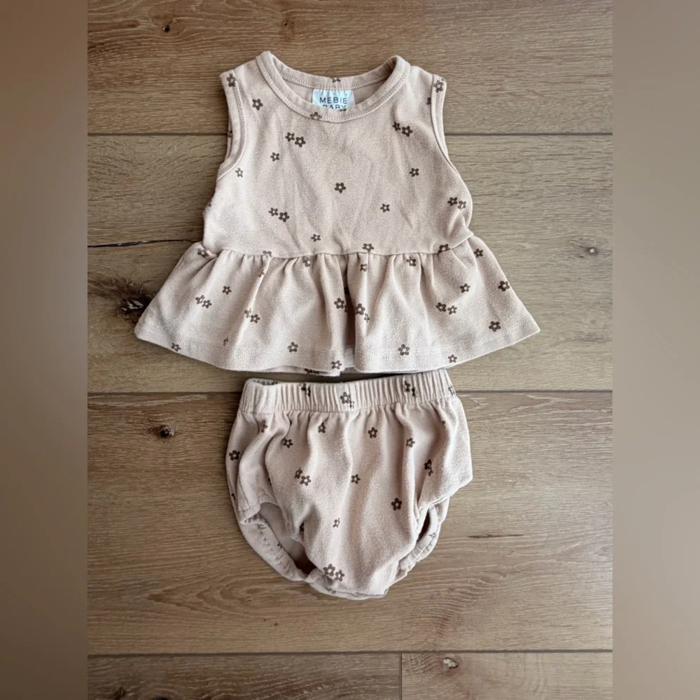 Mebie Baby Floral Neutral Kids Outfit
